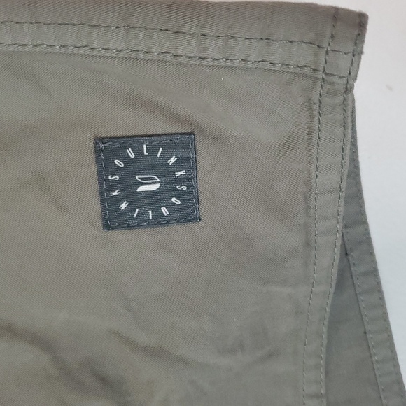 LinkSoul Tempus Fugit Green Cotton Mens Shorts Size XXL Tie Waist Chino - Picture 2 of 11